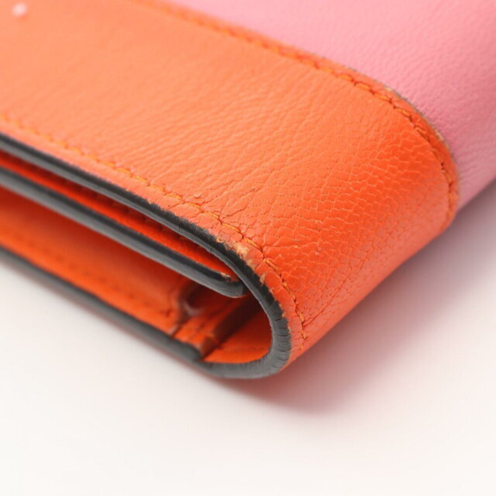 Celine Frame Tri Orange fold Wallet Leather Pink - Picture 9 of 10